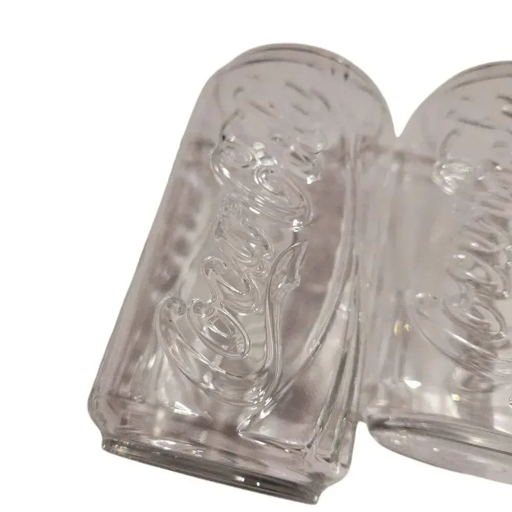 COCA COLA CAN SHAPED GLASSES Vintage Kitchen drink wear set of 2